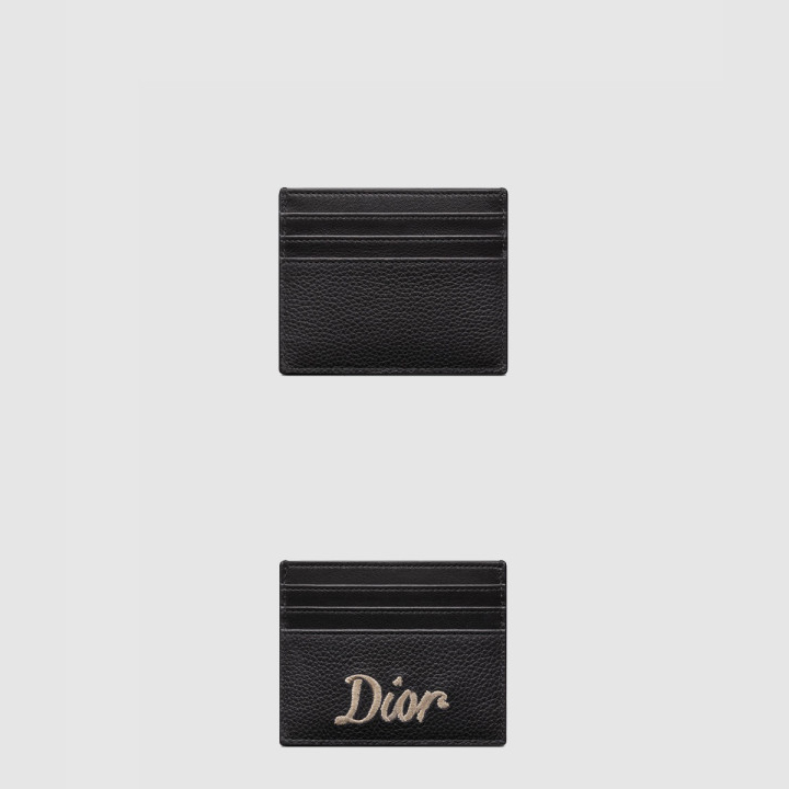 디올 Dior 리본 로고 카드홀더 곡면 소가죽 2ESCH